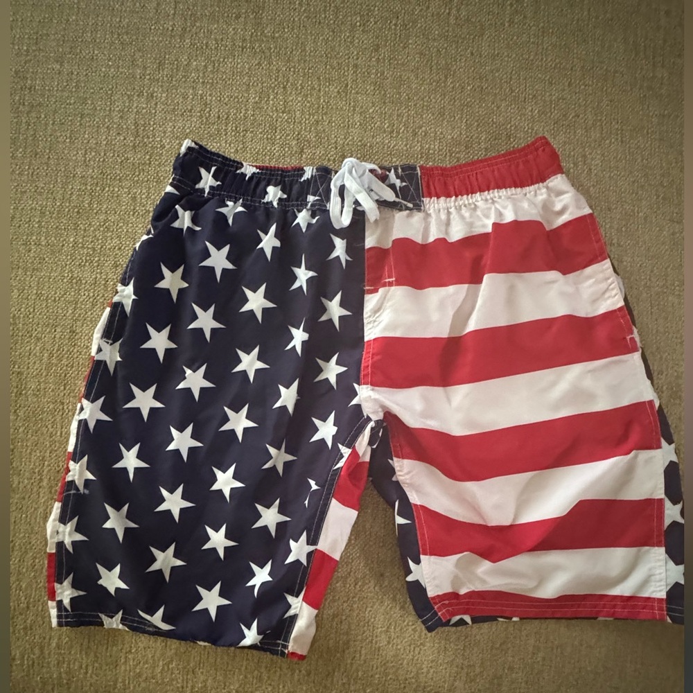 Patriotic Star and Stripe Swim Shorts